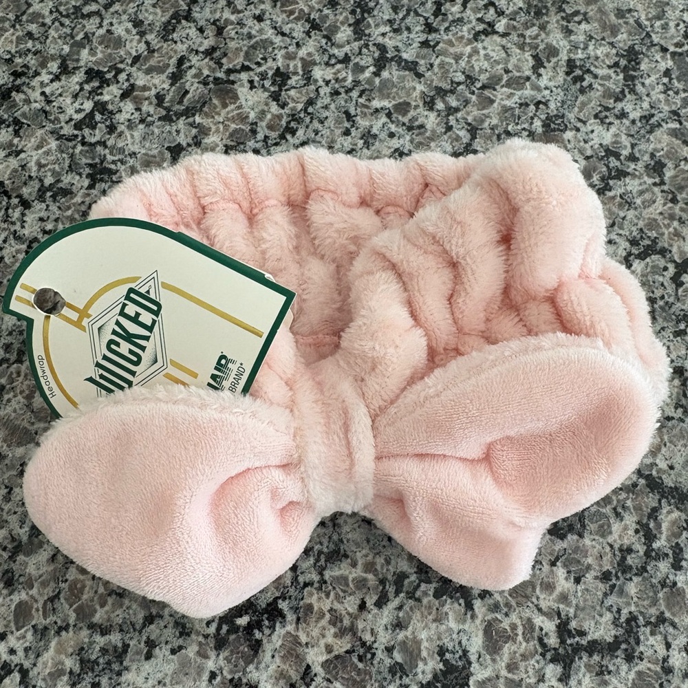 Plush Pink Bow Headband by Wicked